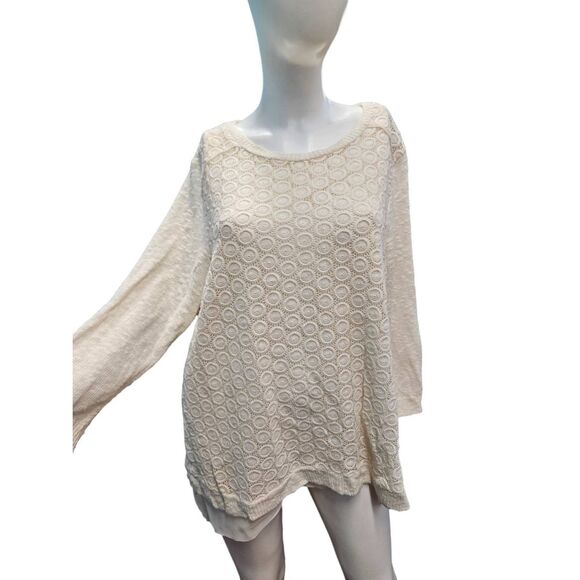 Lucky Brand Cream Sweater 2X Womens Plus Size Textured Layard - Picture 7 of 10